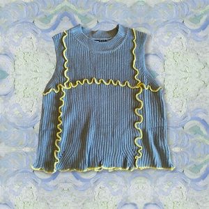 Blue Lettuce Trim Sweater Vest